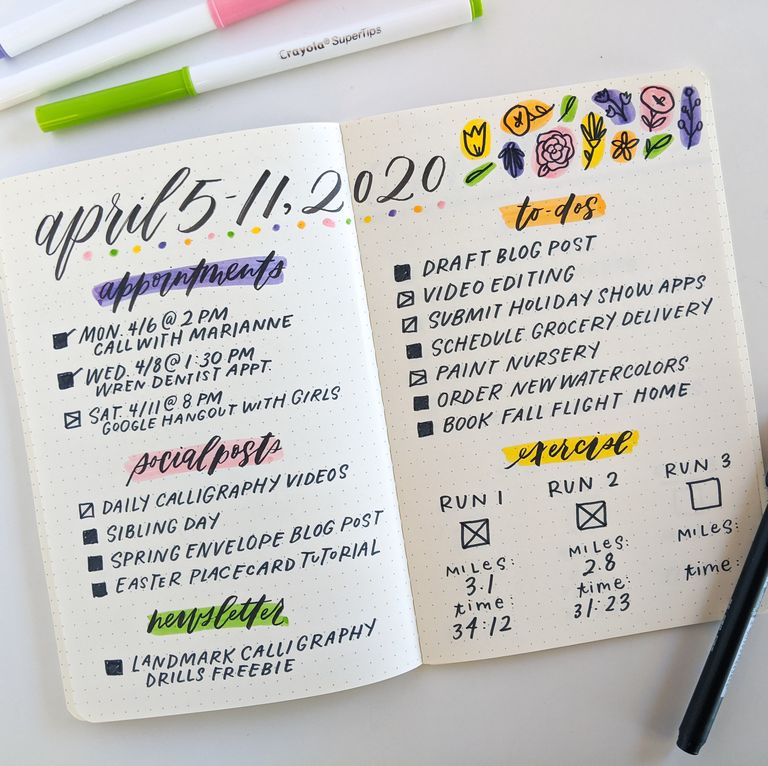 Un exemple de Bullet Journal